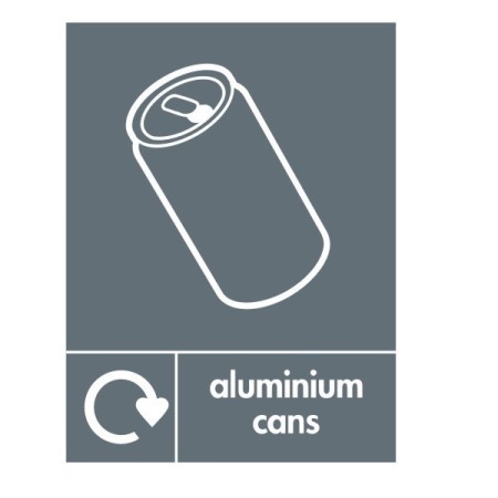 Aluminium cans recycling sign with can symbol for recycling waste areas
