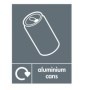 Aluminium cans recycling sign with can symbol for recycling waste areas
