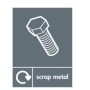 Scrap metal recycling sign with metal fixing symbol for waste disposal areas