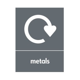 Metals recycling sign with recycling icon for metal waste disposal areas