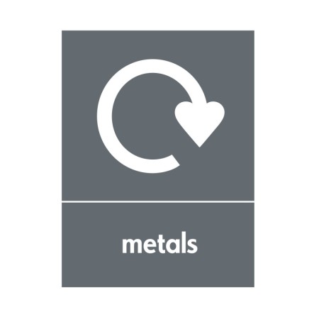 Metals recycling sign with recycling icon for metal waste disposal areas