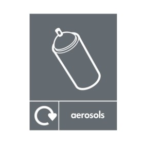 Aerosols recycling sign with aerosol can symbol for recycling waste areas