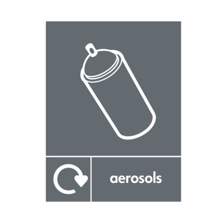 Aerosols recycling sign with aerosol can symbol for recycling waste areas