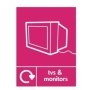 TVs and monitors recycling sign with monitor symbol for e-waste disposal