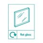 Flat glass recycling sign with glass panel symbol for waste disposal areas