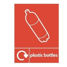 Plastic bottles recycling sign with bottle icon for recycling waste areas