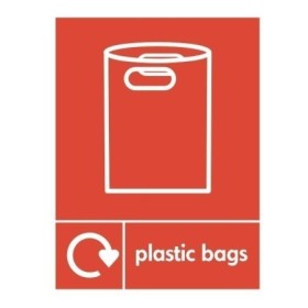 Plastic bags recycling sign with bag icon for recycling waste areas