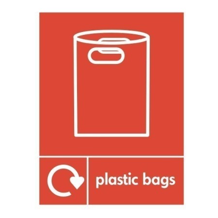 Plastic bags recycling sign with bag icon for recycling waste areas
