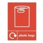 Plastic bags recycling sign with bag icon for recycling waste areas