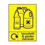 Household and garden chemicals recycling sign with chemical container symbols