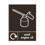 Used engine oil recycling sign with oil can symbol