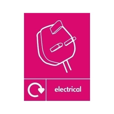 Electrical recycling sign with plug symbol for electrical waste disposal areas