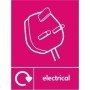 Electrical recycling sign with plug symbol for electrical waste disposal areas
