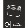 Car batteries recycling sign with battery symbol for hazardous waste disposal areas