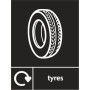 Tyres recycling sign with tyre symbol for waste disposal areas