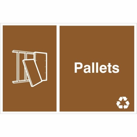 Pallets recycling sign with pallet symbol for waste disposal areas