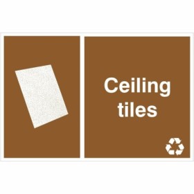 Ceiling tiles recycling sign with ceiling tile symbol for waste disposal areas