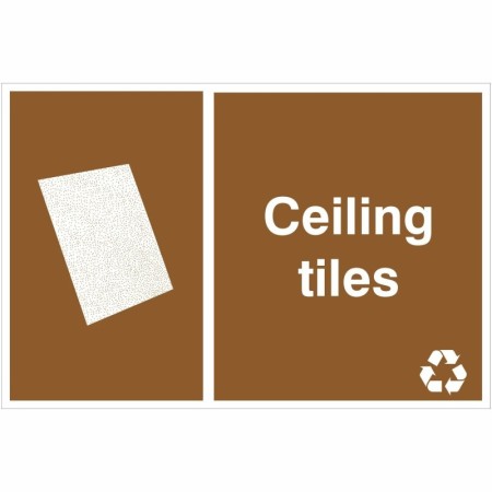 Ceiling tiles recycling sign with ceiling tile symbol for waste disposal areas