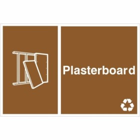 Plasterboard recycling sign with plasterboard symbol for waste disposal areas
