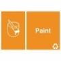 Paint recycling sign with paint tin and brush symbol for waste disposal areas