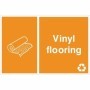 Vinyl flooring recycling sign with flooring roll symbol and recycling icon