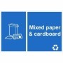 Mixed paper and cardboard recycling sign with cardboard box and paper symbol