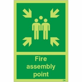 Glow in the dark fire assembly point safety sign