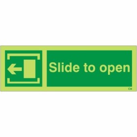 Glow in the dark slide to open arrow left sign