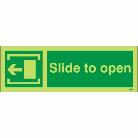 Glow in the dark slide to open arrow left sign