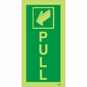 Glow in the dark pull door emergency safety sign BS 5499 compliant