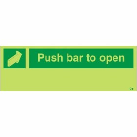 Glow in the dark push bar to open sign