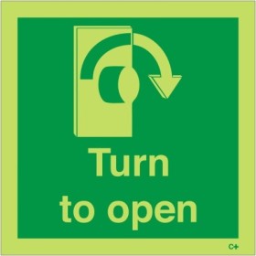 Glow in the dark turn to open arrow right sign