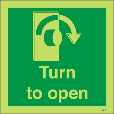 Glow in the dark turn to open arrow right sign