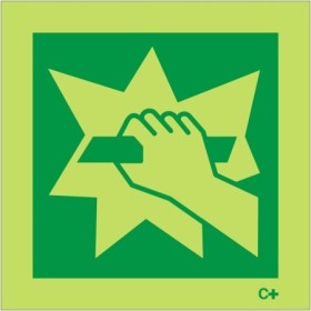 Glow in the dark in case of fire break glass safety sign