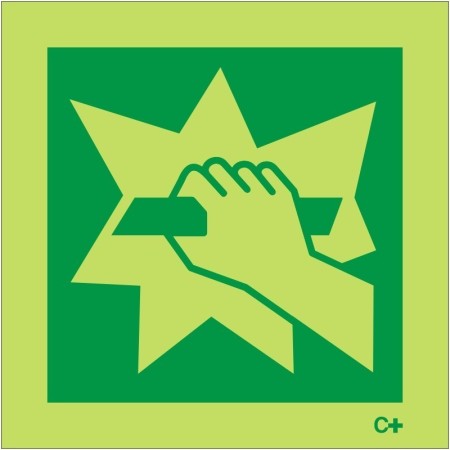 Glow in the dark in case of fire break glass safety sign