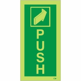 Glow in the dark push door emergency safety sign