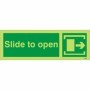 Glow in the dark Slide to Open Arrow Right safety sign