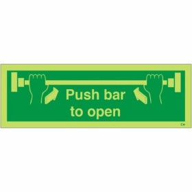 Glow in the dark Push Bar To Open emergency exit sign