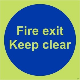 Fire Exit Keep Clear Glow In The Dark Door Sign