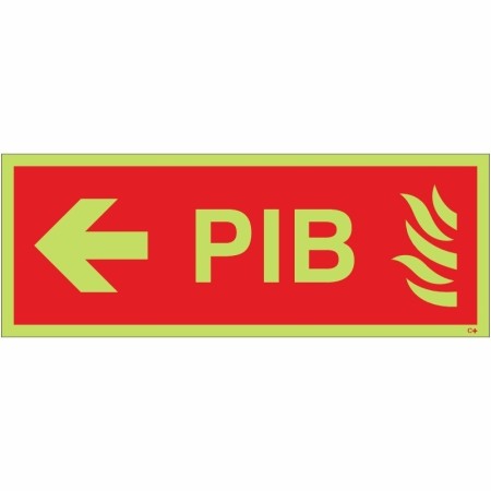 Glow in the dark Premises Information Box PIB Arrow Left safety sign