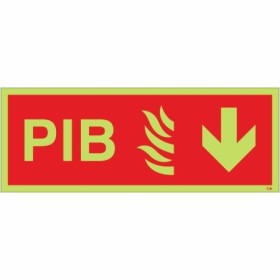 Glow in the dark premises information box PIB arrow down sign