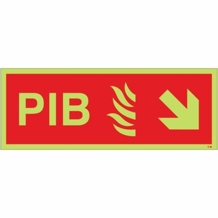 Glow in the dark premises information box PIB arrow down right safety sign