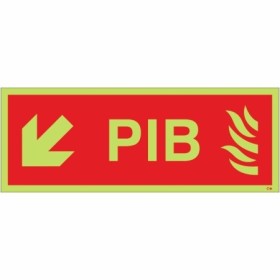 Glow in the dark premises information box PIB arrow down left sign