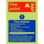 Fire Point Fire Action glow in the dark emergency safety sign