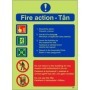 Glow in the dark Welsh and English fire action notice safety sign