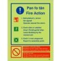 Glow in the dark Welsh and English fire action notice safety sign