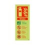 Glow in the dark water fire extinguisher safety sign with extinguisher symbol and fire class guidance