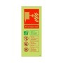 Glow in the dark fire hose reel safety sign with photoluminescent finish