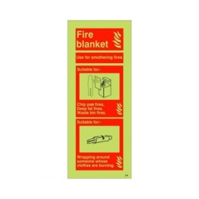 Glow in the dark fire blanket fire safety sign with emergency usage guidance