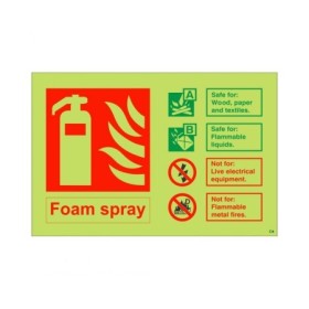 Glow in the dark foam spray fire extinguisher sign